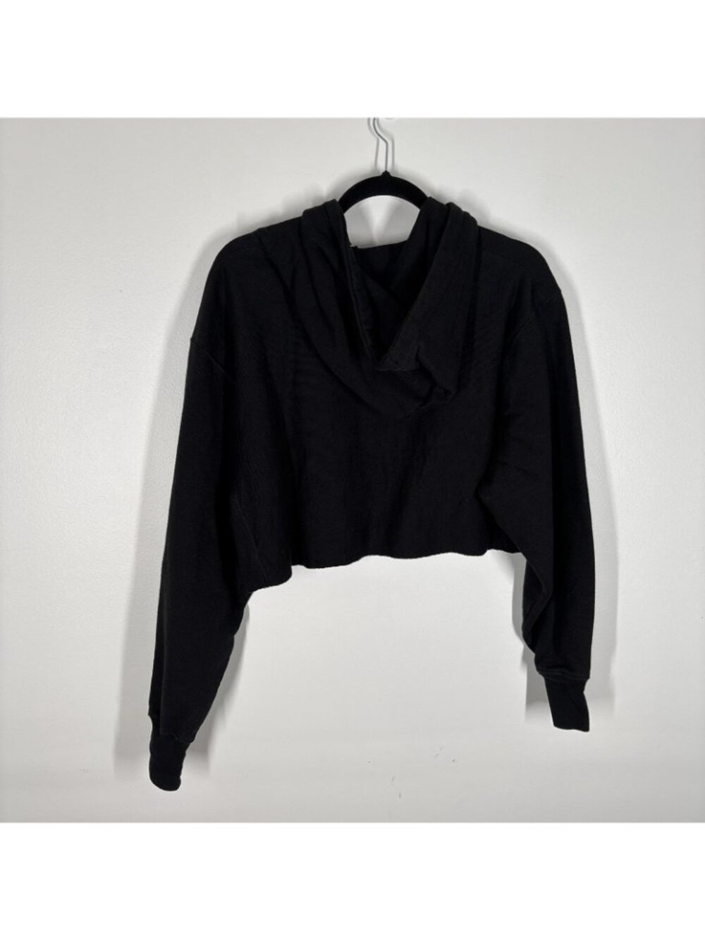 Champion Women Size M Black Y2K 90s Logo Reverse Weave Cropped Hoodie - Picture 10 of 10